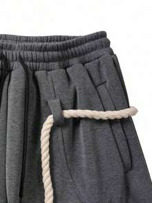 Men's Fashion Pocketed Wide Leg Loose Casual Sweatpants - Dark Grey - View 7