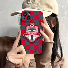 Logotipo del Toronto FC sobre fondo a cuadros. Esta elegante funda es compatible con Samsung, Apple, OPPO, , etc. Fabricada en TPU flexible, resistente a golpes y arañazos, ofrece una excelente protección contra caídas y un agarre cómodo. Es un regalo ideal para familiares, amigos y seres queridos, y una opción perfecta para festivales. - Negro - Ver 3