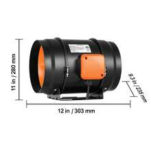 Inline Duct Fan, 8-Inch 750 CFM With Variable Speed Controller, Quiet AC-Motor Ventilation Exhaust Fan For Cooling Booster, Grow Tents, Hydroponics - 黑色 - 查看 10