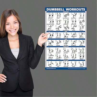 4pcs/Set Palace Style Dumbbell Exercise Poster, Canvas Wall Art For Free Weight Fitness Guide, Elderly Chair Yoga Poster, Home Workout Action Record