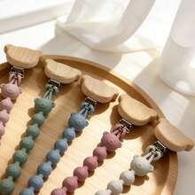 Personalized Silicone Pacifier Clip With Teddy Bear Design, Anti-Lost Chain, Ideal Gift For Baby Christening - Multicolor - View 6