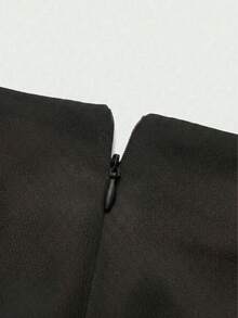 2pcs/Set Elegant Business Formal Suit Blazer + Slit Hem Skirt Outfit Black - Black - View 10