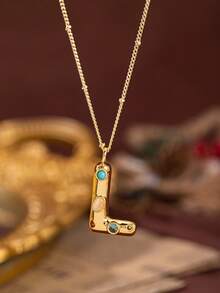 1pc Stylish And Simple Women's Necklace With 26 Letter Pendant (A-Z Capital Letters). Suitable For Everyday Wear, Unisex, And As A Gift For Friends. - Multicolor - View 15