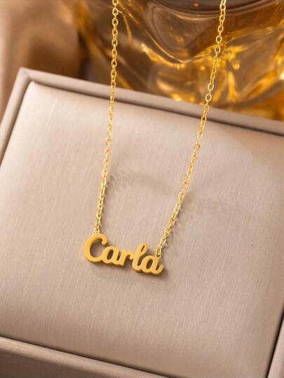 1pc "Carla" Letter Pendant Niche Minimalist Necklace Jewelry Set, Elegant & Style, Suitable For Dates, Gifts, Daily Wear (OPP Bag Packaging)