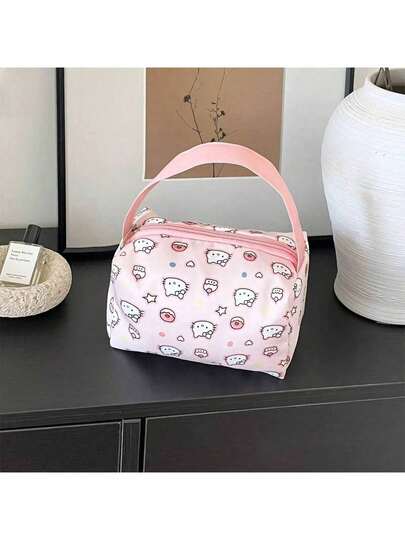 Sanrio 1个Hello Kitty大容量女士旅行化妆包 - 便携式洗漱收纳包，适合度假/健身/通勤/户外