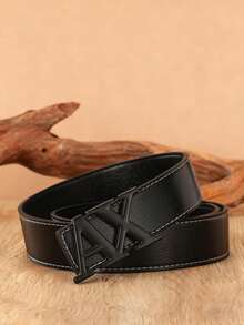 男士字母按扣腰带：优质黑色皮革腰带，配有可调节按扣 | 三种颜色扣环（金色/银色/黑色），适合正装和休闲装，47 英寸，男士理想礼物 - 彩色 - 查看 13