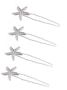 4/8pcs Star Rhinestone Side Comb, Elegant & Stylish, Suitable For Party, Wedding, Women - Silver - View 7