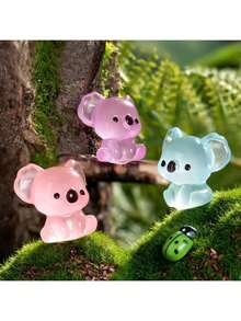 6pcs Luminous Mini Resin Koala Figurines, Suitable For DIY Gardening Micro Landscape Aquarium Plant Decor Party (Random Colors), Resin Animal, Koala, Mini Animal - Multicolor - View 4