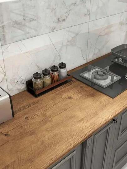 1 Roll Brown Wood Grain Self-Adhesive Wallpaper, Vintage Waterproof Stain-Resistant PVC Home Decor Furniture Sticker, Removable Wallpaper Suitable For Kitchen Countertop, Bathroom, Cabinet, Wardrobe