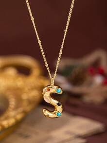 1pc Stylish And Simple Women's Necklace With 26 Letter Pendant (A-Z Capital Letters). Suitable For Everyday Wear, Unisex, And As A Gift For Friends. - Multicolor - View 18