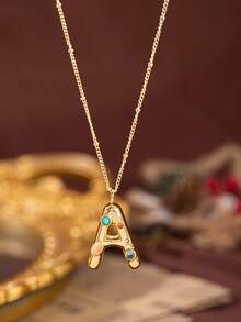 1pc Stylish And Simple Women's Necklace With 26 Letter Pendant (A-Z Capital Letters). Suitable For Everyday Wear, Unisex, And As A Gift For Friends. - Multicolor - View 28