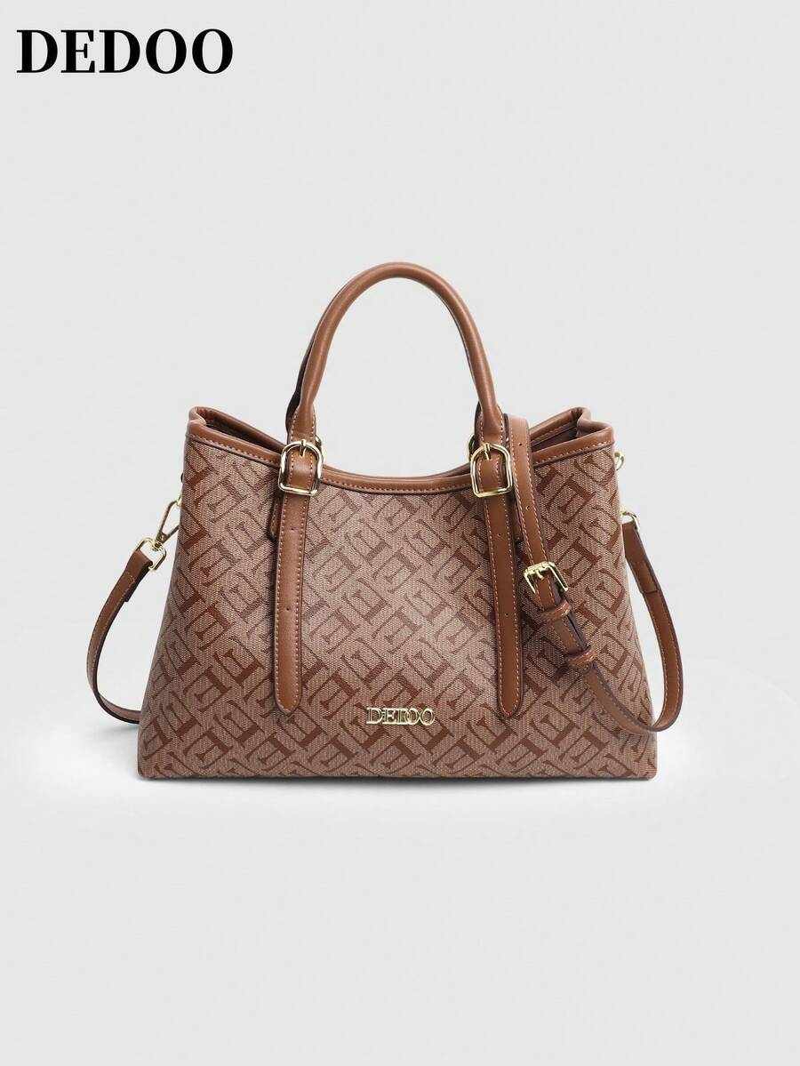 Dedoo 春夏时尚轻奢经典复古老花手提包。这款大容量托特包支持三种携带方式：手提、单肩背和斜挎。简约、优雅、百搭，适合工作通勤、日常休闲旅行、购物、度假、情人节礼物、母亲节礼物等多种场合。 - 彩色 - 查看 1