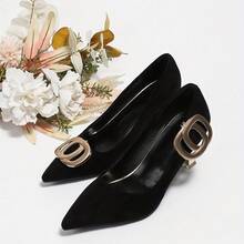 2 piezas Elegantes y versátiles clips de zapato de metal dorado con detalles de strass desmontables - #2 - Ver 5