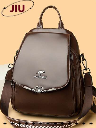 Anti-Theft Vintage PU Soft Leather Flap Women Backpack; Multi-Functional Fashion Daily Bag; Multi-Pocket Lightweight Travel Bag; Large Capacity Minimalist Student Backpack; Convenient Work Commute Bag, Suitable For Students, Nurses, Teachers, Business People, Travel, Commuting, Shopping, Office, Dating, Hiking, Training, Work, Birthday Gift, Holiday Gift