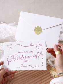 你愿意做我的伴娘吗？伴娘邀请卡，伴娘请柬，简约伴娘卡片，送给闺蜜的简约卡片，简约优雅 - 多色 - 查看 3
