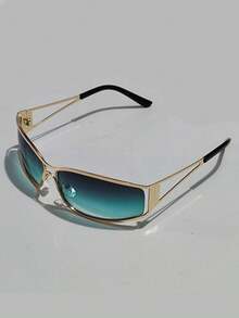 Y2K Retro Futuristic Glasses, Unisex, Unique Hollow-Out Luxury Frame, Slimming Daily Commute Essential - Multicolor - View 16