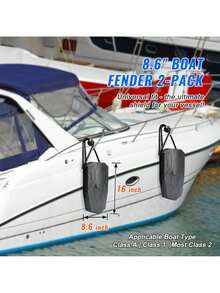 Boat Fenders, 8.6" X 16" Boat Bumpers For Docking, Marine EVA Boat Dock  Bumper With Ropes, Cord Locks And Storage Bag, No Inflation Required, For Class A/Class 1/Part Class 2, Black - Black - View 2
