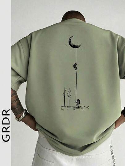  GRDR Men's Fashionable Printed Loose Short Sleeve T-Shirt | Exquisite Design | Summer Essential | Easy To Match, Showcasing Your Style