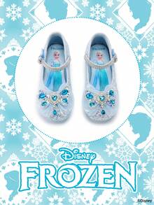 Disney 1 Pair Authorized Princess Shoes, Suitable For Daily And Outdoor Wear, Comfortable, Non-Slip, Breathable (Children Flat Shoes, Girls Shoes, Princess Shoes, Queen Shoes) - Baby Blue - View 2