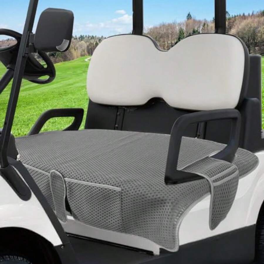 Golf Cart Seat Covers with 4 Pockets and Non-Slip Bottom Universal Golf Cart Seat Towel Blanket Fits for EZGO  Club Car and More 2 Person Seat Golf Carts - GRIS - Ver 1
