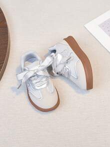 1双女童灰色休闲运动鞋，公主风软底薄底运动鞋，儿童春秋新款 - 灰色 - 查看 6