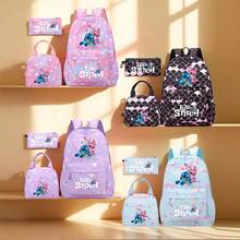 3pcs Embroidered Backpack Set, Durable Nylon Material Backpack With Adjustable Shoulder Straps And Zipper Closure, Padded Laptop Compartment, Including Handbag And Pencil Case, Lightweight Large Capacity Washable, Suitable For Daily Commute, School, Travel - Sets - View 10