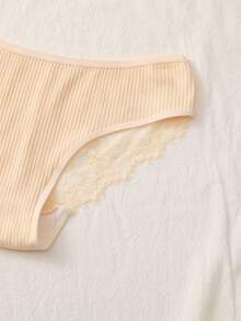 6 Pcs Women Contrast Lace High Waisted Cotton Brief - Multicolor - View 5