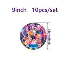 Mattel KPOP Demon Slayer 9pcs Party Tableware Set, 9/7 Inch Plates, 9oz Cups, Birthday Banner, Tablecloth, Napkins, Birthday, Graduation, Summer Party Disposable Anime Party Supplies - Multicolor - View 8