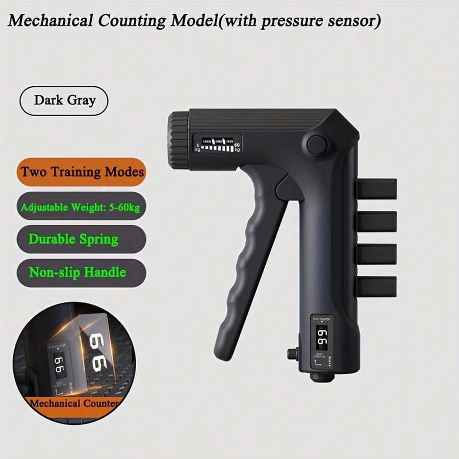 Apretador de mano ajustable con contador, fortalecedor de agarre de mano con resistencia de 5-60kg con contador mecánico y resorte de acero al carbono de 2.5mm, ejercitador de dedos y antebrazo de modo dual antideslizante, equipo portátil de entrenamiento de fuerza de mano para gimnasio en casa - Multicolor - Ver 1