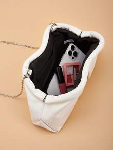 复古纯色手拿包，大容量多功能女士钱包，时尚PU皮包，适合婚礼、派对、晚宴等场合（耳环随机放置在包的一侧或两侧各一个） - 白色 - 查看 7