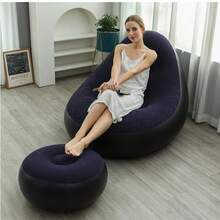 New Inflatable Plush Sofa, Designed For Slouchy People, Foldable Footrest, Comfortable Outdoor Lounge Chair, Hot Seller, Camping Equipment - Coffee - View 13