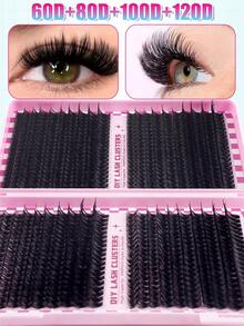 800/720pcs DIY Lash Clusters Eyelash Extension Kit, 2-In-1 Lash Bond, Tweezers, Lash Brush, 30D-160D 9-18mm Mix Lash Clusters For Beginner DIY At Home And Reusabl - Multicolor - View 6