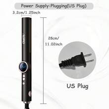 带显示屏的直发器，直发和卷发双重功能，温度可调，适用于刘海和各种发型设计 - 黑色 - 查看 13