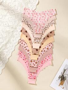 10pcs/Pack - Women's Seamless Wavy Edge Triangular Panties, Comfortable Soft Skin-Friendly Fabric Ladies Seamless Thong Underwear - Multicolor - View 3