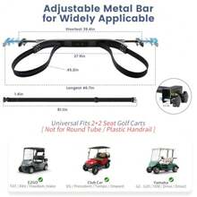 Golf Cart Bag Holder Bracket Upgraded Metal Attachment for 2+2 Rear Seat with 1 Inch Square Rail Golf Cart No Drilling Required Golf Bag Rack for EZGO Club Car  Included All Hardware - Soporte para bolsas de golf Stepboard 2 en 1 - Ver 7