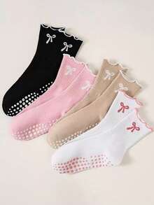 3 Pairs Cute Ruffle Heart Over-The-Knee Socks (Pink/White/Casual), Valentine's Day Gift - Multicolor - View 4