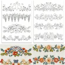 Floral Bird Cat Pattern DIY Embroidery Kit With Thread & Needle Pre-Printed Self-Adhesive Water-Soluble Non-Woven Stabilizer Stickers - 2ST-b - View 7