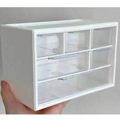 Transparent Plastic Desktop Storage Box With Drawers, Large-Capacity Multi-Functional Storage Box, Suitable For Office Supplies, Cosmetics And Bathroom Necessities