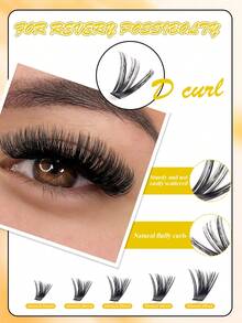 600PCS D Curl Fluffy Individual Lash Clusters 10D-150D, 10-18mm DIY Lash Clusters Extra Thick&Dramatic Volume&Ultra Soft&Super Light Reusable Individual Segmented False Eyelashes Eyelash Extension Kit For Self Use At Home Halloween&Cosplay&Daily Life - D - View 7