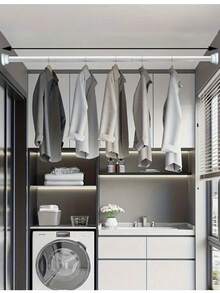 1 pieza Barra telescópica súper larga de acero inoxidable, barra de cortina, barra de cortina de puerta, barra de armario, barra de cortina de ducha, barra de tensión, barra de secado, barra de cortina, barra colgante de armario, barra extensible, barra de secado de ropa, soporte de barra, barra organizadora de cocina, divisor de habitación negro, barra de cortina de resorte, barra de cortina de ducha de resorte, sin necesidad de perforación, barra divisoria de baño ajustable de resorte - Multicolor - Ver 7