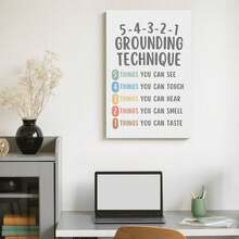 1pc Framed Wall Deocr Canvas Poster Grounding Technique Control Calming Corner Posters, Mental Health Posters, Office Wall Decor, Classroom Educational Poster Emotions Chart Coping Skills, Counselor Office Decor, Wall Art With Frame - I - View 7