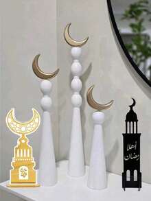 1 Bộ Trang Trí Eid Phong Cách Trung Đông, Trang Trí Phòng Khách/Bàn Làm Việc Họa Tiết Sao và Trăng, Thích Hợp Cho Eid Al-Adha/Eid Al-Fitr, Muharram/Ramadan, Hộp Quà, Lễ Tặng Quà, Chuỗi Hạt Cầu Nguyện, Thảm Cầu Nguyện Di Động, Quà Cưới, Trang Trí Nến, Hộp Đựng Mỹ Phẩm, Phụ Kiện Bàn Làm Việc, Văn Phòng Phẩm, Trang Trí Văn Phòng - Đồ trang trí dài hình lưỡi liềm - Xem 9