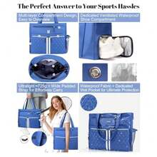 Tennis Gym Bag for Women Pro Style Gym Duffle Bags with Ventilated Shoe Compartment Tour Approved Travel Overnight Weekend Bag - Azul - Ver 5