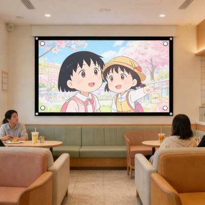 Portable Foldable Projector Screen 60" 16:9 Non-Crease White Projection Curtain HD Movie Screen For Home Office