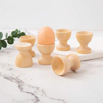 2/4pcs Wooden Egg Holder - Easter Egg Rack, Egg Tray, Basket Filler, Spring Handicraft And Decor, Natural Wood Color, Unfinished