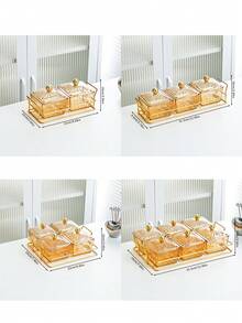 1 Set Luxury Fruit Plate With Jar, Home Living Room Coffee Table Candy Box, Compartment Dust-Proof Dried Fruit Box, Snack Tray, Dining Table Storage Box - Gold - View 2