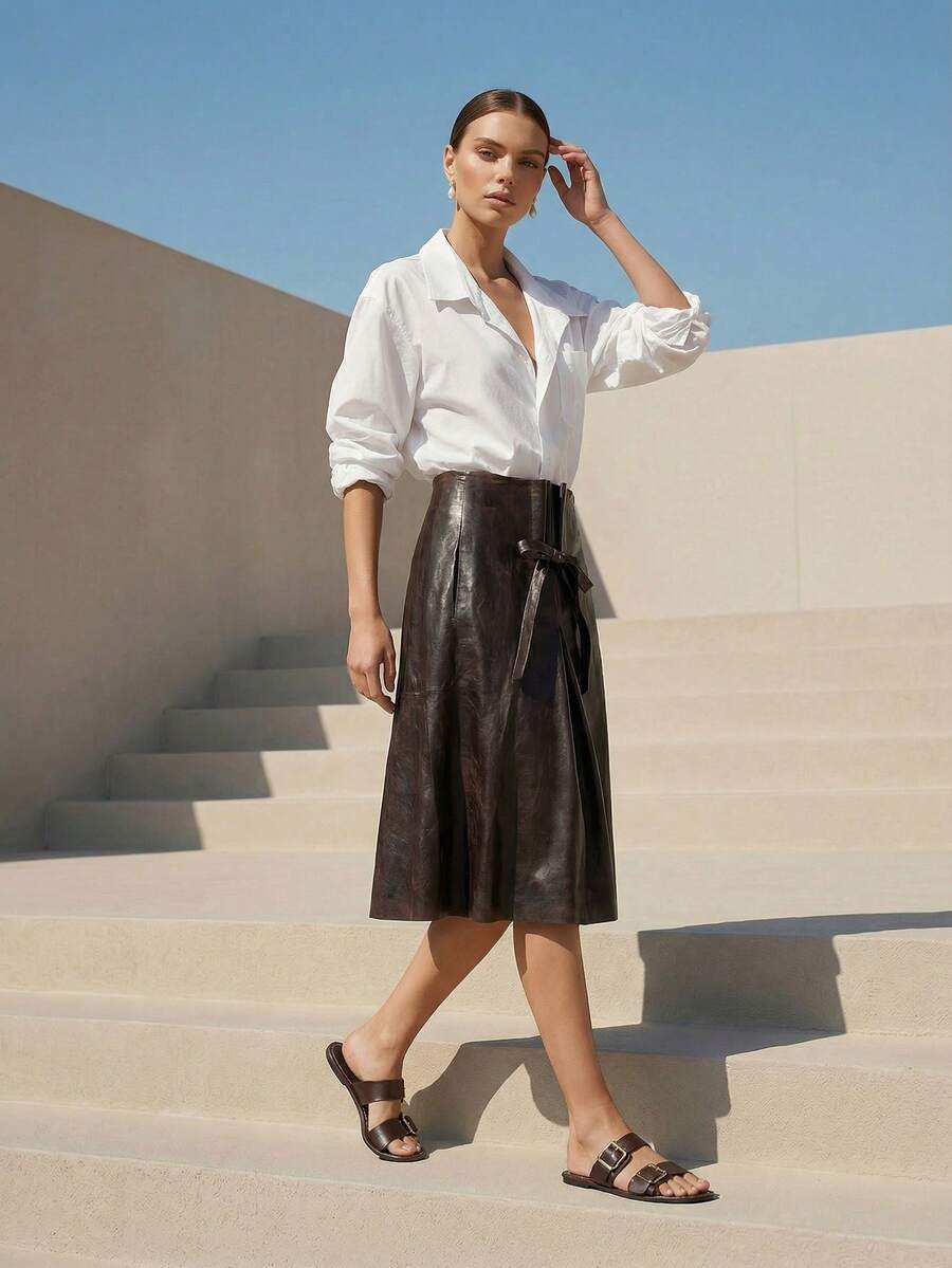 New Flat Sandals With Double Buckle, Open Toe Retro Minimalist Lightweight Beach Sandals, Available In Brown, Black, White, Coffee Color, Adjustable Strap