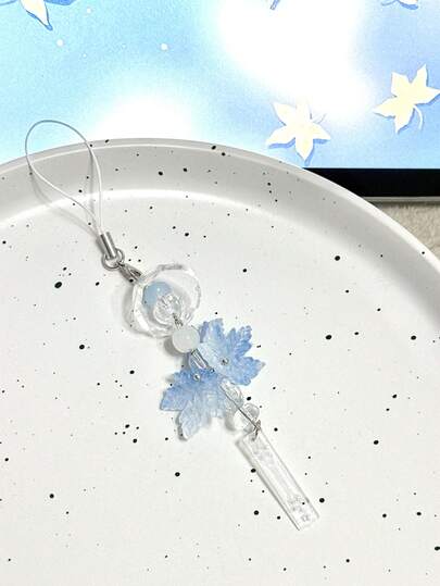 1pc "Chilly Winter" Blue CCD Beaded Handmade Lanyard, Cute Girly Ins Style Phone Strap Charm