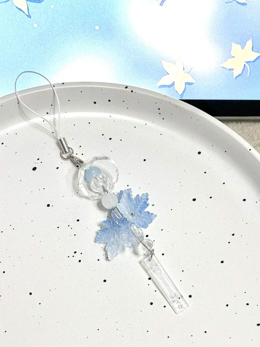1 pieza "Invierno Frío" Cordón de identificación hecho a mano con cuentas azules CCD, Encantador estilo Ins Charm para correa de teléfono de chica - Celeste - Ver 1