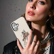 Western Cowboy Style Shockproof Phone Case Compatible With IPhone 17 16 15 14 13 12 11 Pro Max Mini X Xs Xr SE, Protective Cover For Galaxy S25 S24 S23 S22 S21 Ultra - Beige - View 3